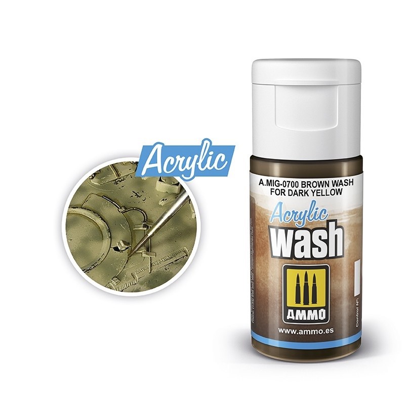 Mig Acrylic Wash 0700 Brown Wash for Dark Yellow paint pot