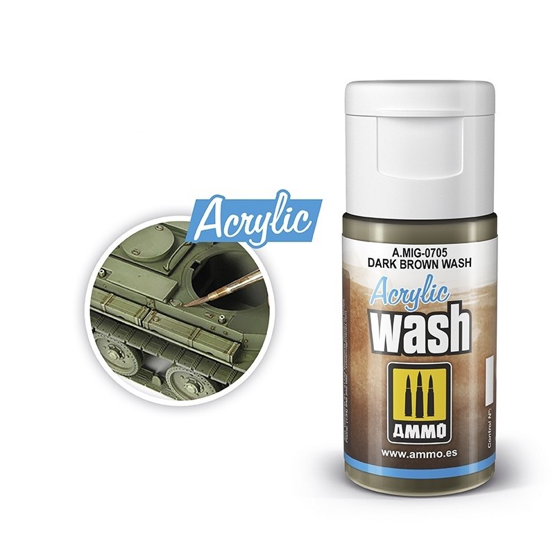 Mig Acrylic Wash 0705 Dark Brown Wash paint pot