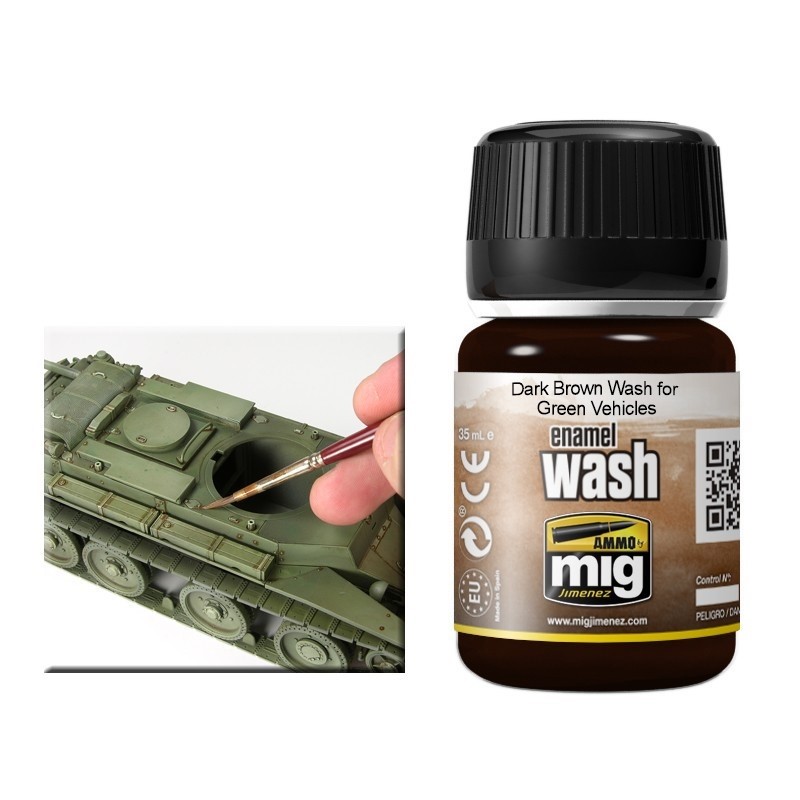 Mig Dark Brown Wash For Green Vehicles paint pot
