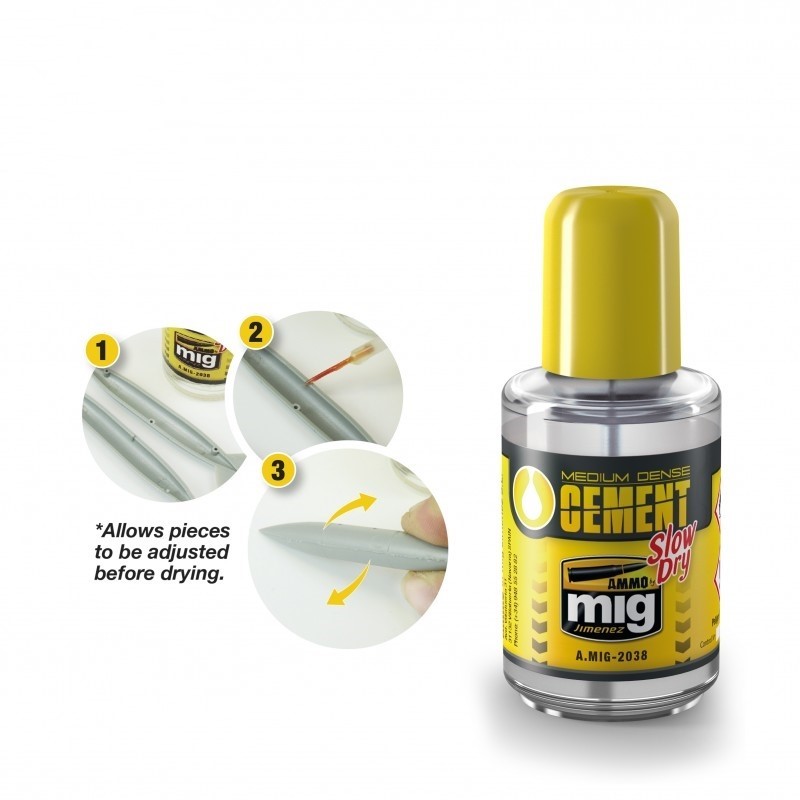 Mig Ammo Medium Dense Cement - Slow Dry (polyester plastic glue)