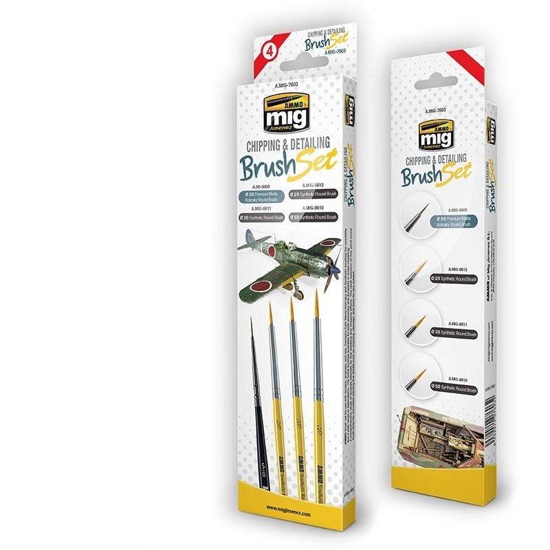 AMMO by Mig Chipping & Detailing Brush Set