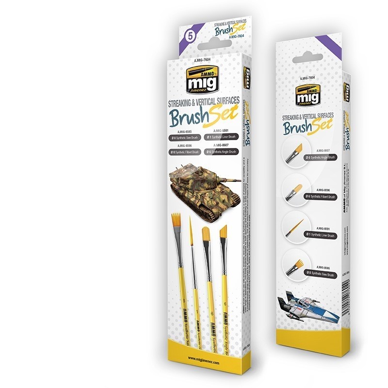 Mig Ammo Streaking And Vertical Surfaces Brush Set