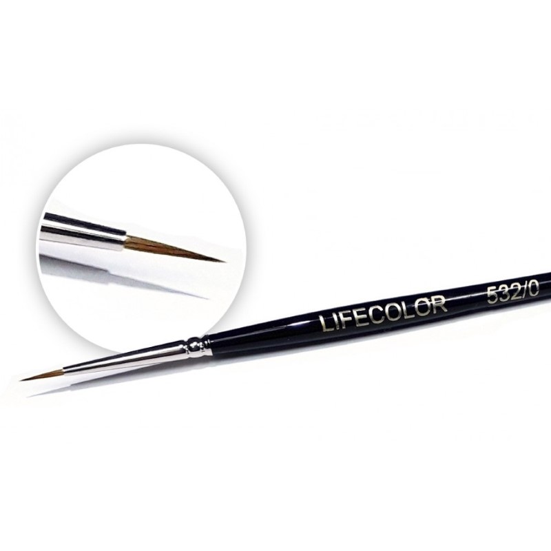 LifeColor Round Long Hair Pure Red Sable Brush - Size 0