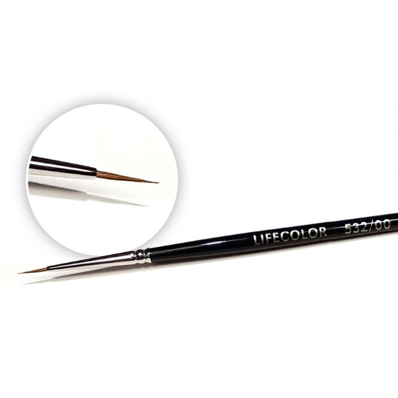 LifeColor Round Long Hair Pure Red Sable Brush - Size 2/0