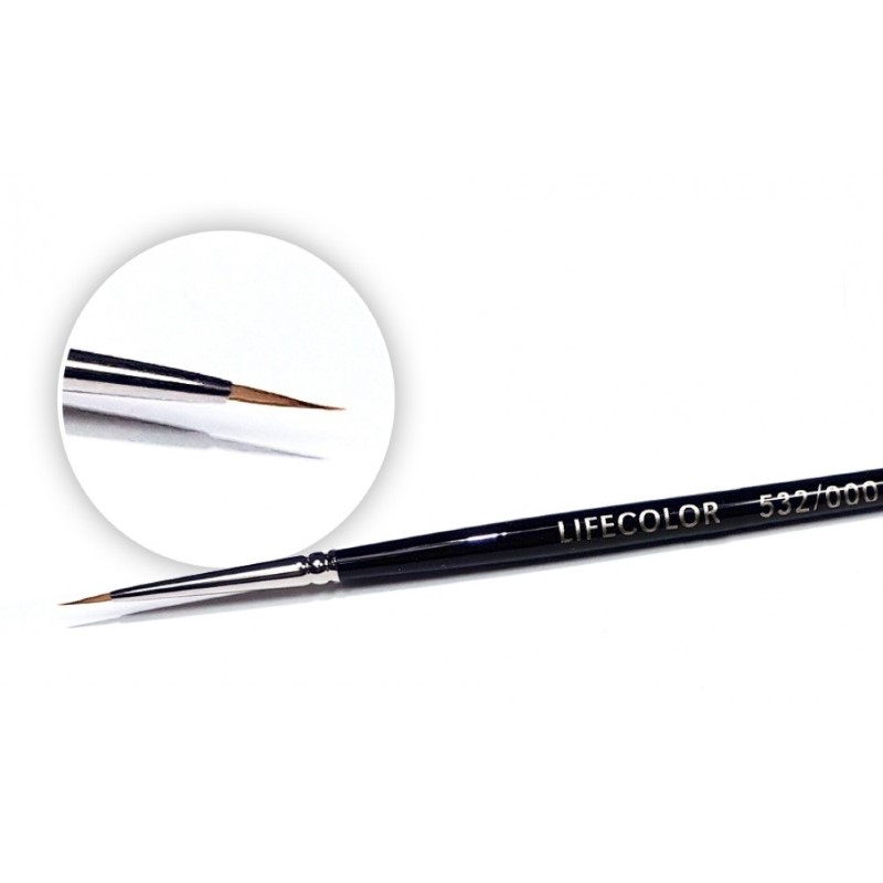 LifeColor Round Long Hair Pure Red Sable Brush - Size 3/0
