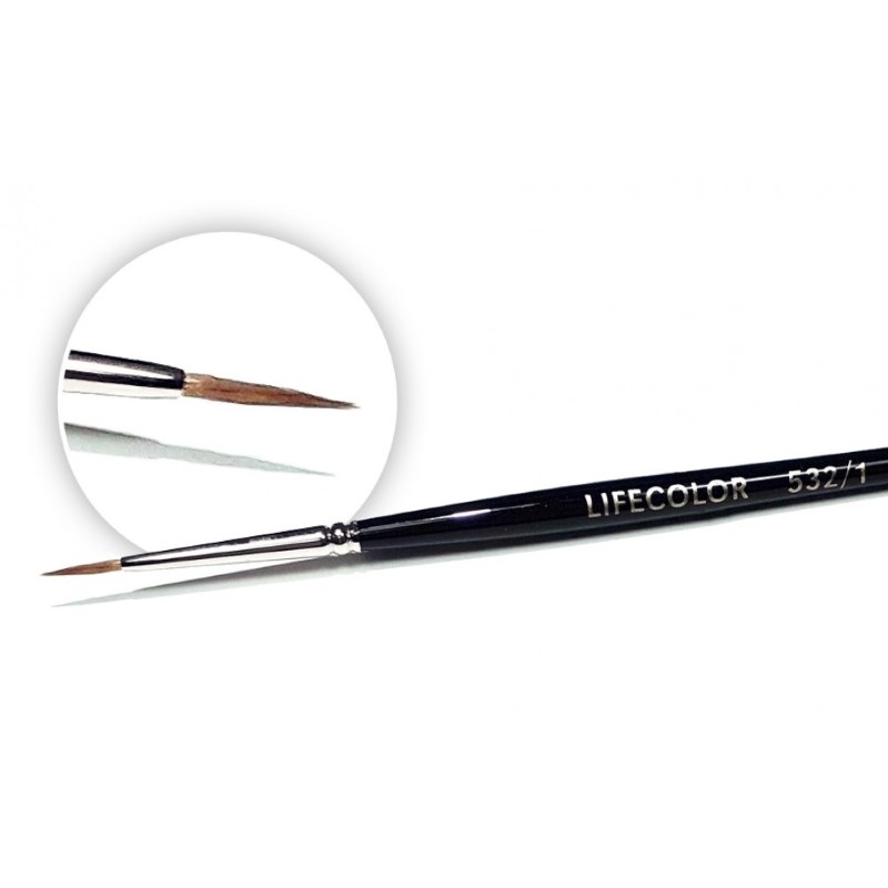 LifeColor Round Long Hair Pure Red Sable Brush - Size 1
