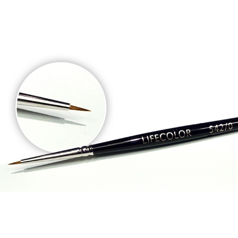 LifeColor Round Short Hair Pure Red Sable Brush - Size 0