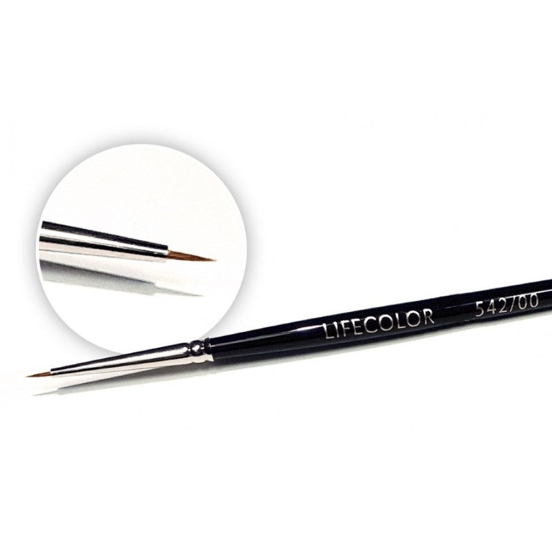 LifeColor Round Short Hair Pure Red Sable Brush - Size 2/0