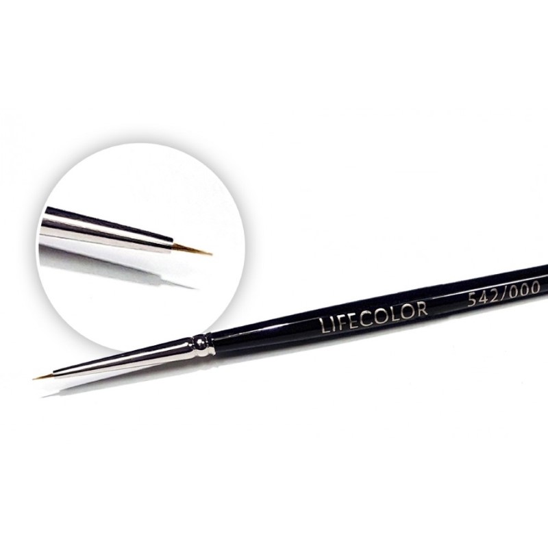 LifeColor Round Short Hair Pure Red Sable Brush - Size 3/0