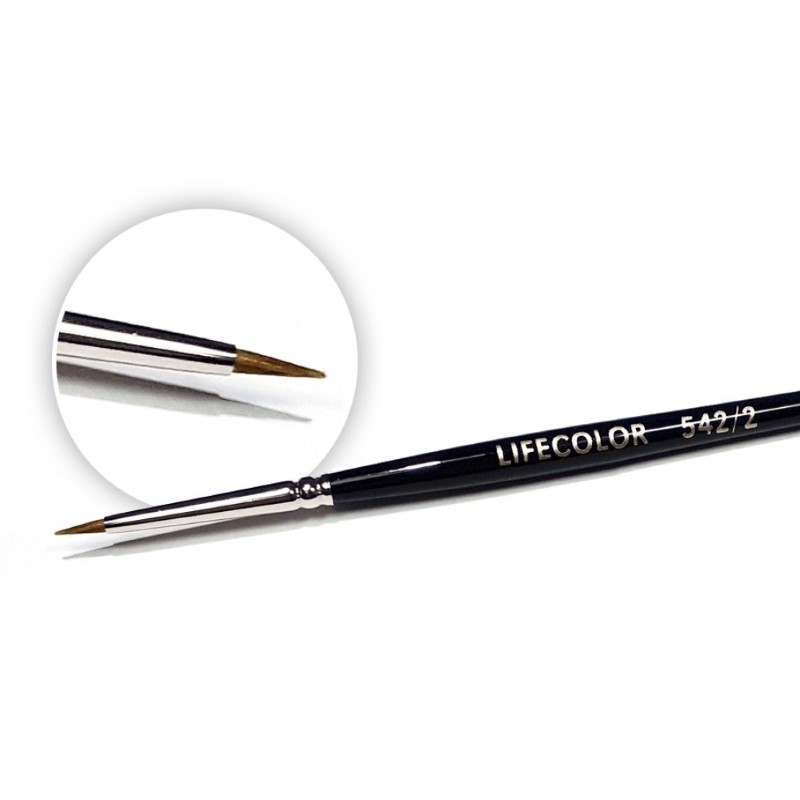 LifeColor Round Short Hair Pure Red Sable Brush - Size 2