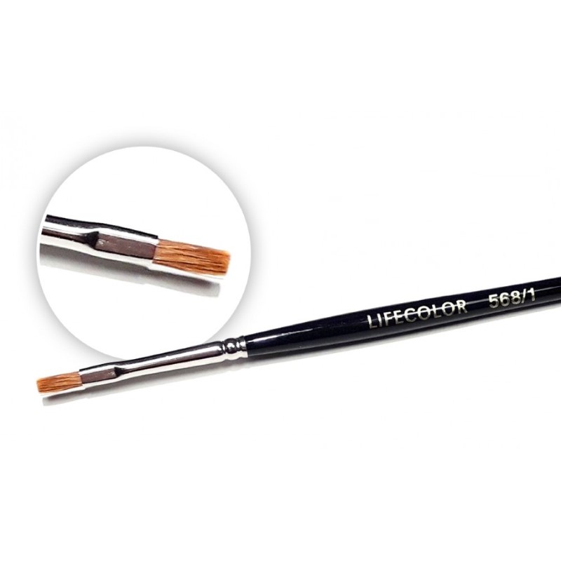 LifeColor Flat Hair Pure Red Sable Brush - Size 1