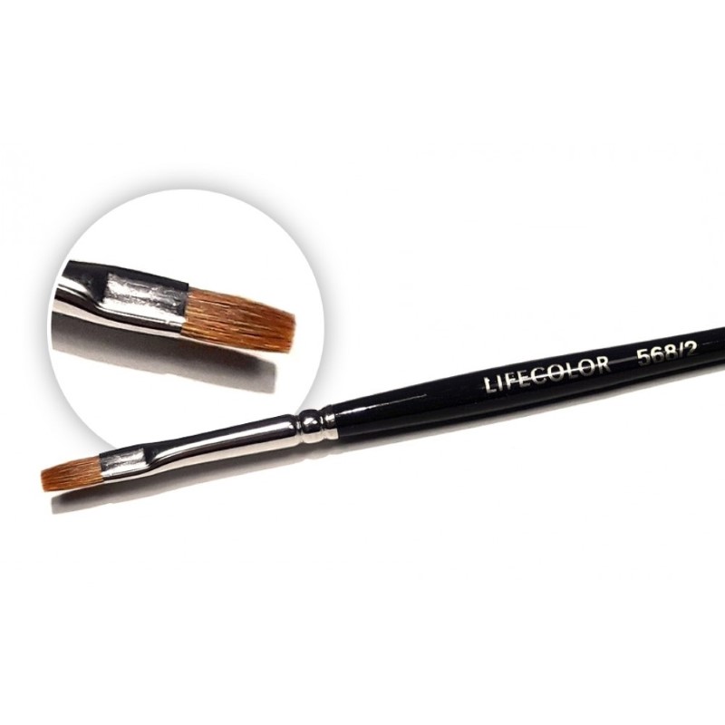 LifeColor Flat Hair Pure Red Sable Brush - Size 2