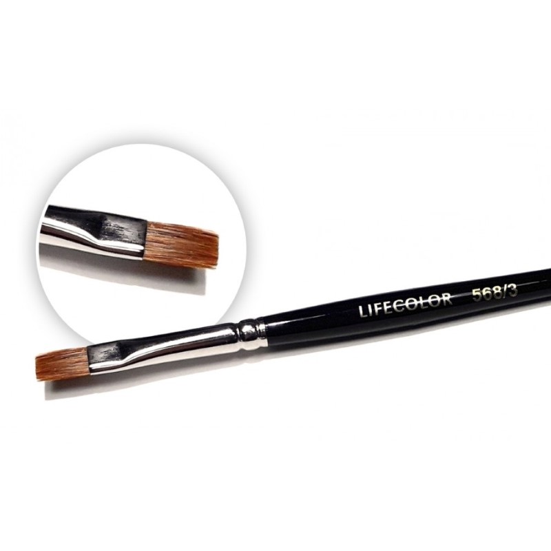 LifeColor Flat Hair Pure Red Sable Brush - Size 3