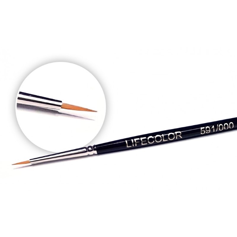 LifeColor Round Synthetic Hair Golden Toray Brush - Size 3/0