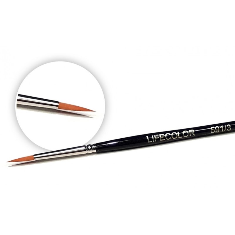 LifeColor Round Synthetic Hair Golden Toray Brush - Size 3
